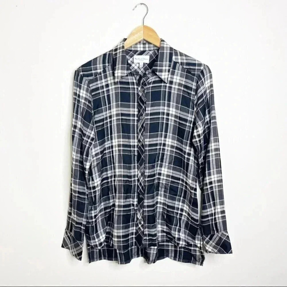 Michael Stars Black White Long Sleeve Button Down Shirt Size Small - Picture 1 of 3